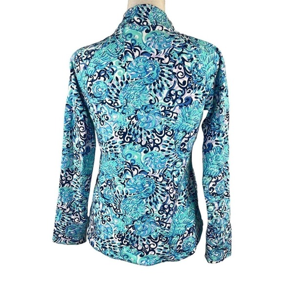 Lilly Pulitzer Blue Janie Pop Over Quarter Zip Sweatshirt Size XS UPF 50 - Picture 10 of 14